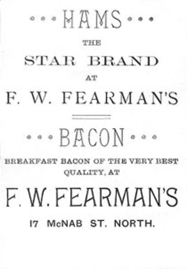 Original title:  1890 Fearman's advertisement